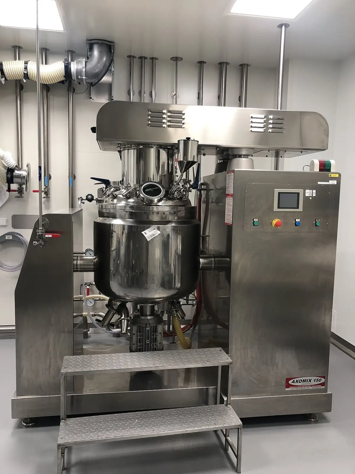 A homogenizer for creams and lotions in the same production room